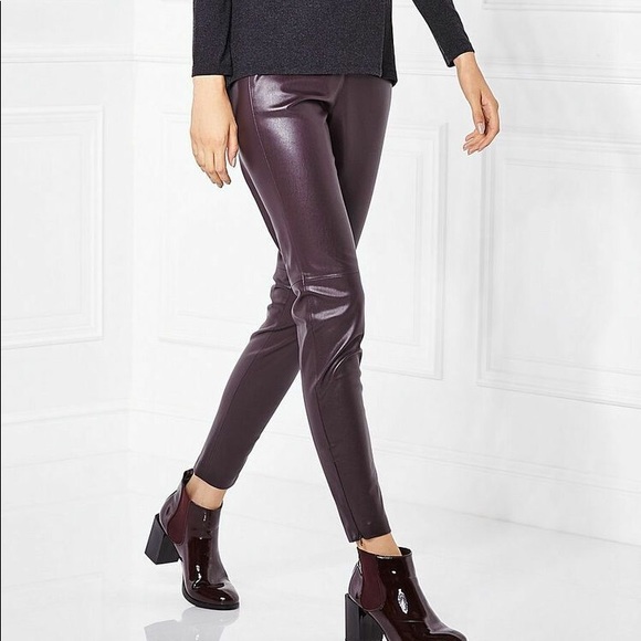 burgundy pleather pants